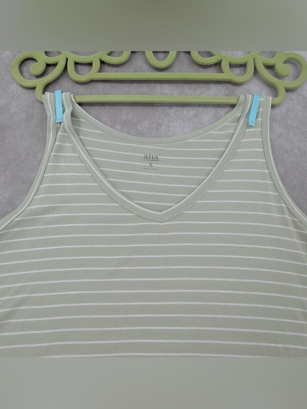 Ana Sleeveless V-Neck Striped Tank Top - Light Sage super soft - Picture 4 of 8